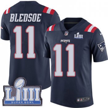 Men's New England Patriots #11 Drew Bledsoe Navy Blue Nike NFL Rush Vapor Untouchable Super Bowl LIII Bound Limited Jersey