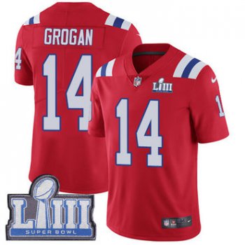 #14 Limited Steve Grogan Red Nike NFL Alternate Men's Jersey New England Patriots Vapor Untouchable Super Bowl LIII Bound