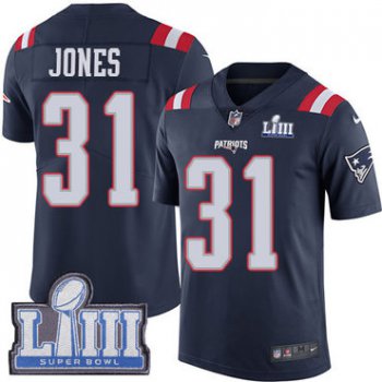 #31 Limited Jonathan Jones Navy Blue Nike NFL Men's Jersey New England Patriots Rush Vapor Untouchable Super Bowl LIII Bound