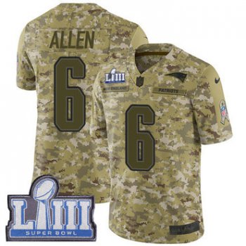 #6 Limited Ryan Allen Camo Nike NFL Men's Jersey New England Patriots 2018 Salute to Service Super Bowl LIII Bound