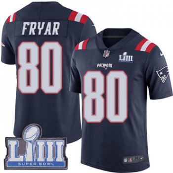 #80 Limited Irving Fryar Navy Blue Nike NFL Men's Jersey New England Patriots Rush Vapor Untouchable Super Bowl LIII Bound