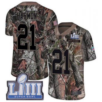 Men's New England Patriots #21 Duron Harmon Camo Nike NFL Rush Realtree Super Bowl LIII Bound Limited Jersey