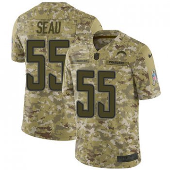 Nike Chargers #55 Junior Seau Camo Men's Stitched NFL Limited 2018 Salute To Service Jersey