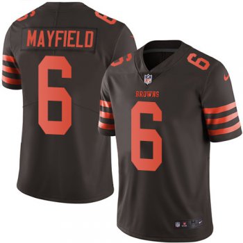 Men's Nike Cleveland Browns #6 Baker Mayfield Brown Stitched NFL Limited Rush Jersey