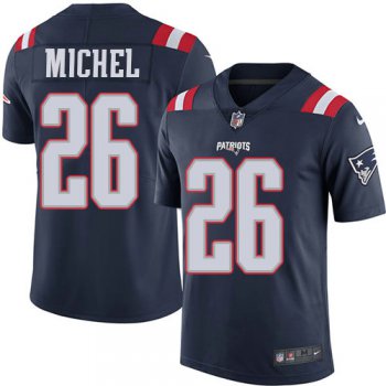 Men's Nike New England Patriots #26 Sony Michel Navy Blue Stitched NFL Limited Rush Jersey