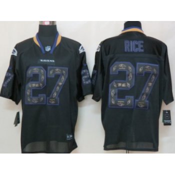 Nike Baltimore Ravens #27 Ray Rice Lights Out Black Ornamented Elite Jersey