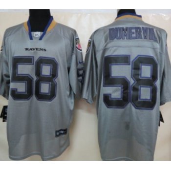 Nike Baltimore Ravens #58 Elvis Dumervil Lights Out Gray Elite Jersey