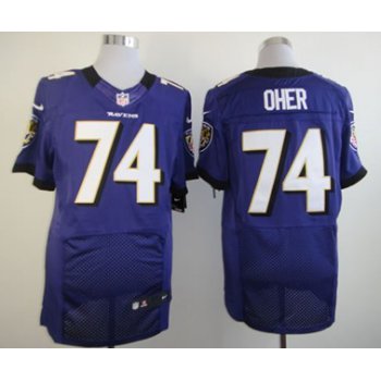 Nike Baltimore Ravens #74 Michael Oher Purple Elite Jersey