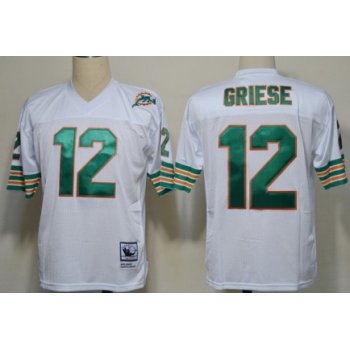 Miami Dolphins #12 Bob Griese White Throwback Jersey