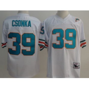 Miami Dolphins #39 Larry Csonka White Throwback Jersey