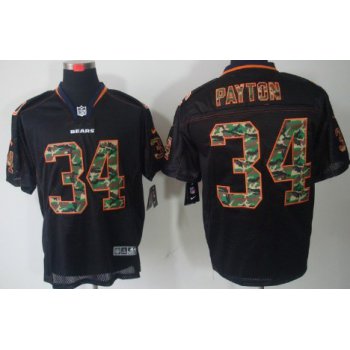 Nike Chicago Bears #34 Walter Payton Black With Camo Elite Jersey