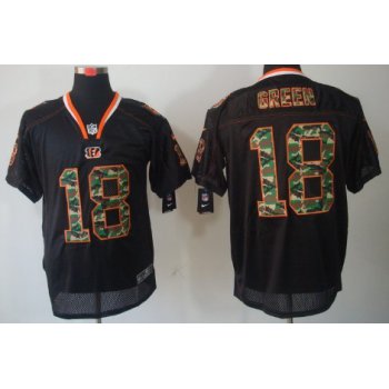 Nike Cincinnati Bengals #18 A.J. Green Black With Camo Elite Jersey