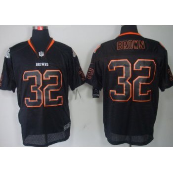 Nike Cleveland Browns #32 Jim Brown Lights Out Black Elite Jersey