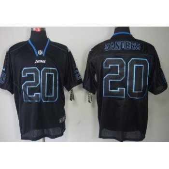 Nike Detroit Lions #20 Barry Sanders Lights Out Black Elite Jersey