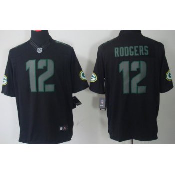 Nike Green Bay Packers #12 Aaron Rodgers Black Impact Limited Jersey