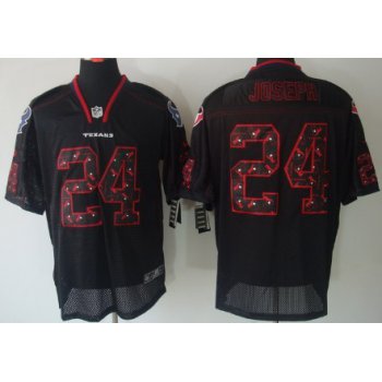 Nike Houston Texans #24 Johnathan Joseph Lights Out Black Ornamented Elite Jersey