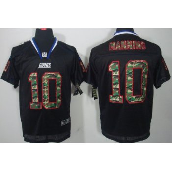 Nike New York Giants #10 Eli Manning Black With Camo Elite Jersey