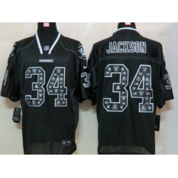 Nike Oakland Raiders #34 Bo Jackson Lights Out Black Ornamented Elite Jersey