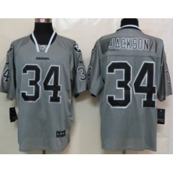 Nike Oakland Raiders #34 Bo Jackson Lights Out Gray Elite Jersey