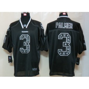 Nike Oakland Raiders #3 Carson Palmer Lights Out Black Ornamented Elite Jersey