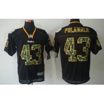 Nike Pittsburgh Steelers #43 Troy Polamalu Black With Camo Elite Jersey