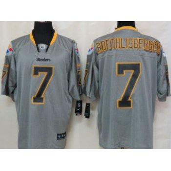 Nike Pittsburgh Steelers #7 Ben Roethlisberger Lights Out Gray Elite Jersey