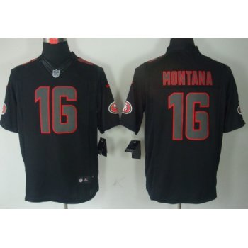 Nike San Francisco 49ers #16 Joe Montana Black Impact Limited Jersey