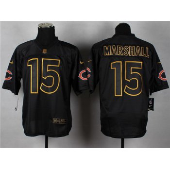 Nike Chicago Bears #15 Brandon Marshall 2014 All Black/Gold Elite Jersey