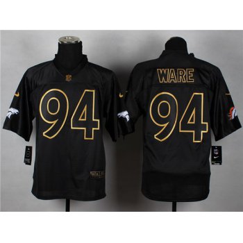 Nike Denver Broncos #94 DeMarcus Ware 2014 All Black/Gold Elite Jersey