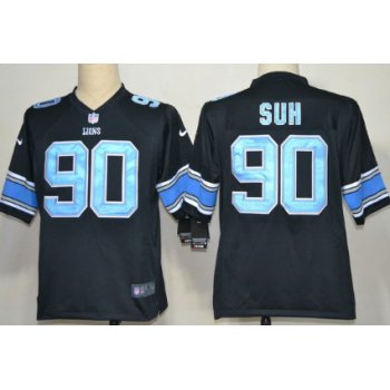 Nike Detroit Lions #90 Ndamukong Suh Black Game Jersey