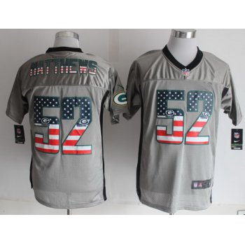 Nike Green Bay Packers #52 Clay Matthews 2014 USA Flag Fashion Gray Elite Jersey