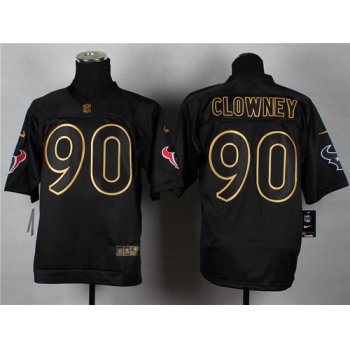 Nike Houston Texans #90 Jadeveon Clowney 2014 All Black/Gold Elite Jersey