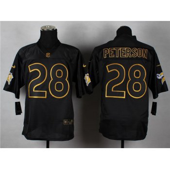 Nike Minnesota Vikings #28 Adrian Peterson 2014 All Black/Gold Elite Jersey