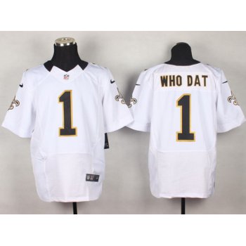 Nike New Orleans Saints #1 Who Dat White Elite Jersey