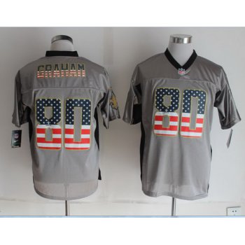 Nike New Orleans Saints #80 Jimmy Graham 2014 USA Flag Fashion Gray Elite Jersey