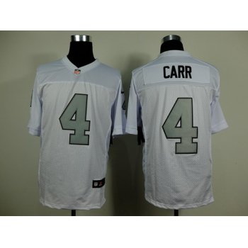 Nike Oakland Raiders #4 Derek Carr White With Silvery Elite Jersey