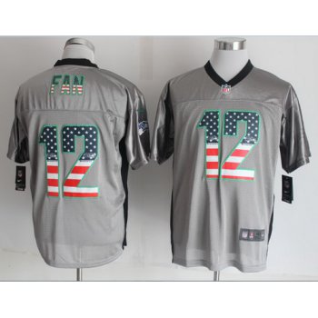 Nike Seattle Seahawks #12 Fan 2014 USA Flag Fashion Gray Elite Jersey