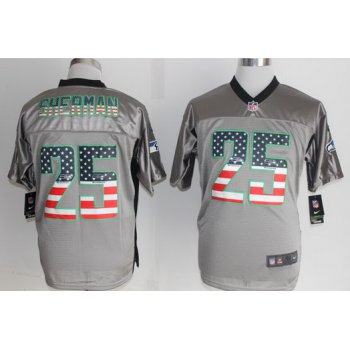 Nike Seattle Seahawks #25 Richard Sherman 2014 USA Flag Fashion Gray Elite Jersey