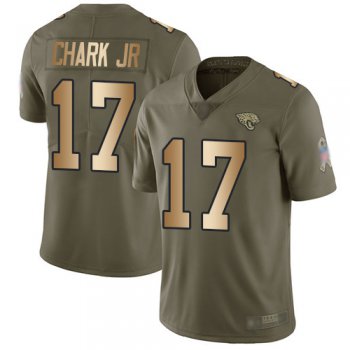 Jaguars #17 DJ Chark Jr Olive Gold Men's Stitched Football Limited 2017 Salute To Service Jersey