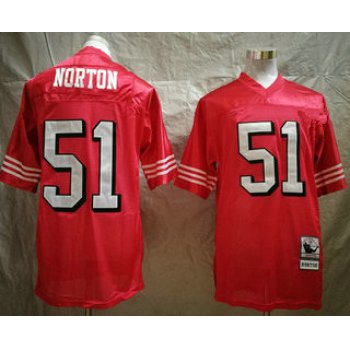 Men's San Francisco 49ers #51 Ken Norton Jr. Red Throwback Mitchell & Ness Jersey