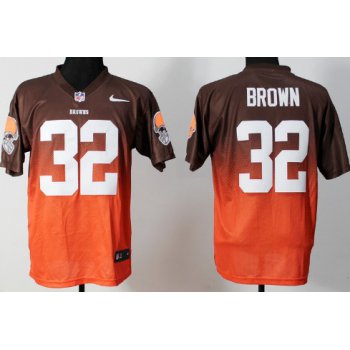 Nike Cleveland Browns #32 Jim Brown Brown/Orange Fadeaway Elite Jersey