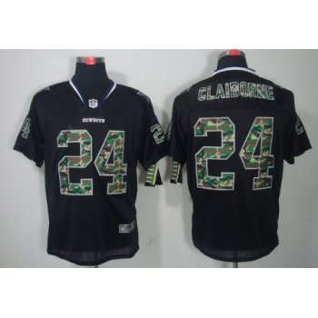 Nike Dallas Cowboys #24 Morris Claiborne Black With Camo Elite Jersey