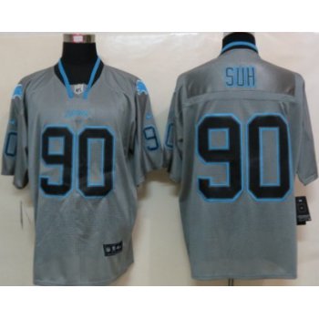 Nike Detroit Lions #90 Ndamukong Suh Lights Out Gray Elite Jersey