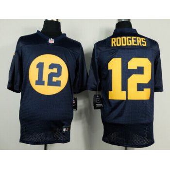 Nike Green Bay Packers #12 Aaron Rodgers Navy Blue Elite Jersey