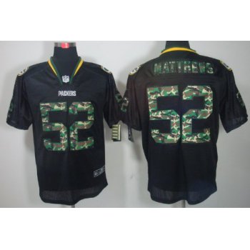 Nike Green Bay Packers #52 Clay Matthews Black With Camo Elite Jersey