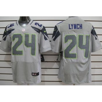 Nike Seattle Seahawks #24 Marshawn Lynch Gray Elite Jersey