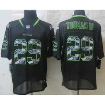 Nike Seattle Seahawks #29 Earl Thomas III Lights Out Black Ornamented Elite Jersey