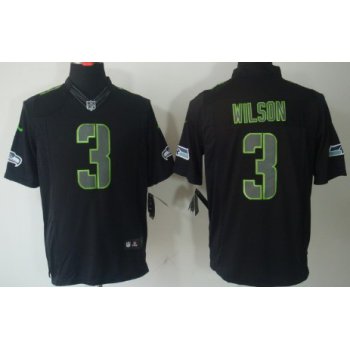 Nike Seattle Seahawks #3 Russell Wilson Black Impact Limited Jersey