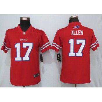 Nike Bills 17 Josh Allen Red Women Color Rush Limited Jersey