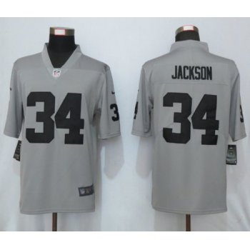 Nike Raiders 34 Bo Jackson Gray Inverted Legend Limited Jersey